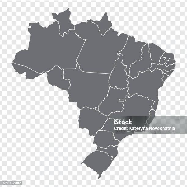 Blank Map Brazil High Quality Map Brazil With Provinces On Transparent Background For Your Web Site Design Logo App Ui Stock Vector Vector Illustration Eps10 Stock Illustration - Download Image Now