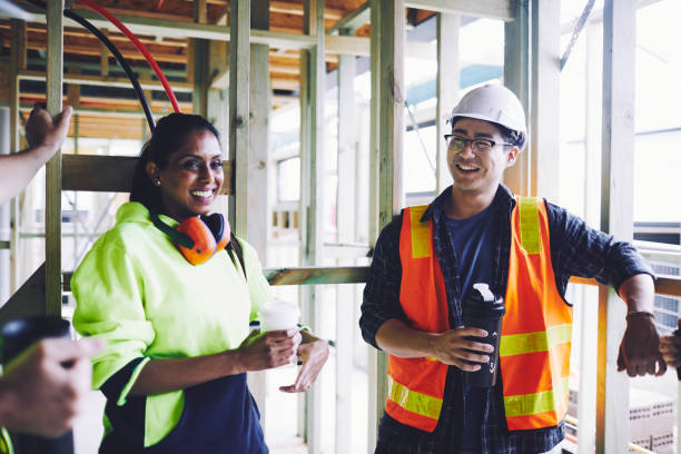 istock Early morning breakfast in the construction site. 1054724682