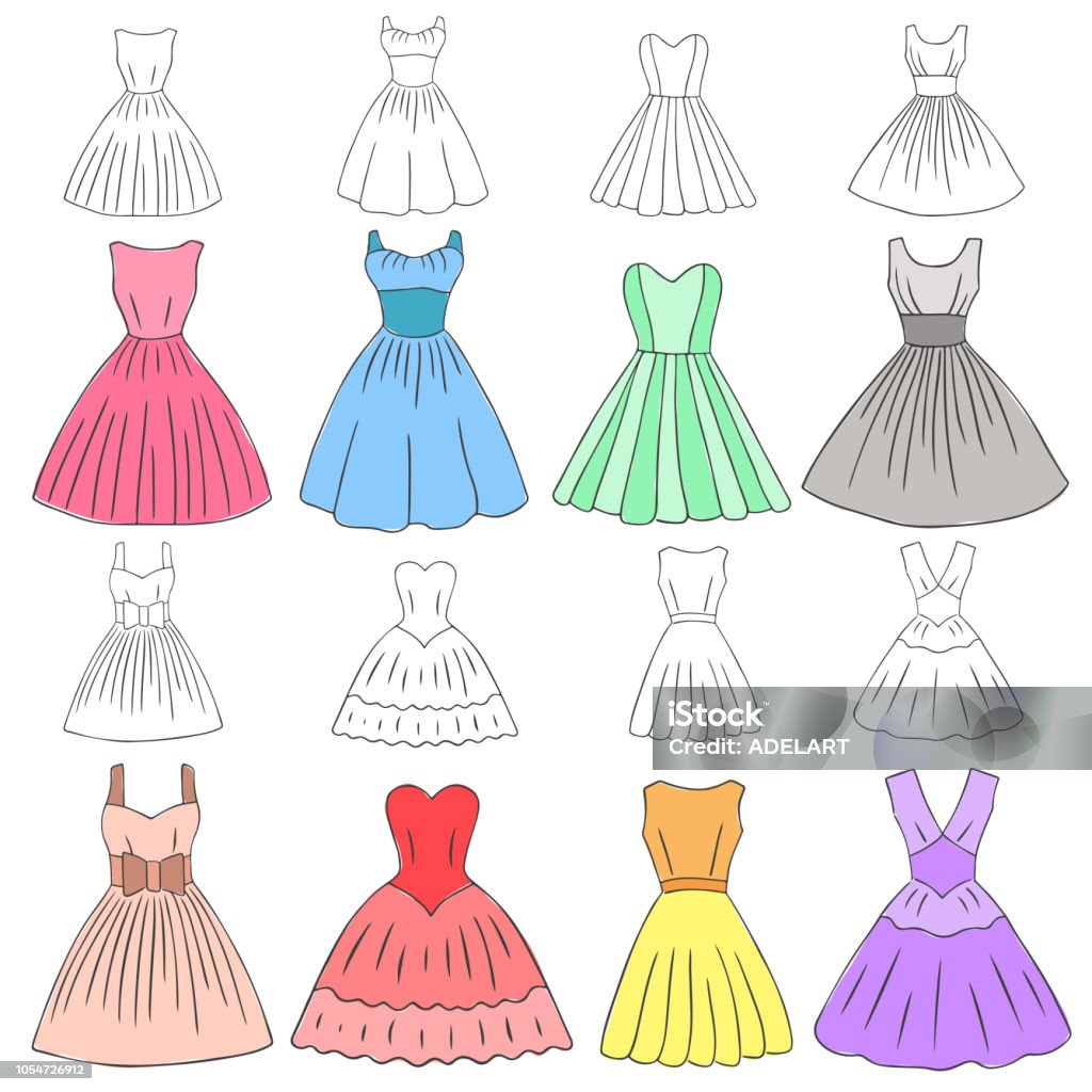 Ilustración de Doodle Vestidos Establecer Diversas Clases De Los Vestidos De Estilo Retro y más Vectores Libres de Derechos de A la moda - iStock Ilustración de Doodle Vestidos Establecer Diversas Clases De Los Vestidos De Estilo Retro y más Vectores Libres de Derechos de A la moda - iStock