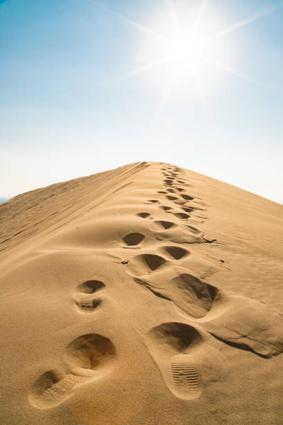 istock Sand dunes and blue sky in the desert 1054727522