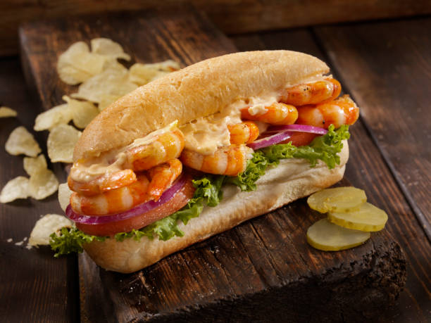 istock Grilled Shrimp Po Boy Sub with Spicy Mayo 1054727678