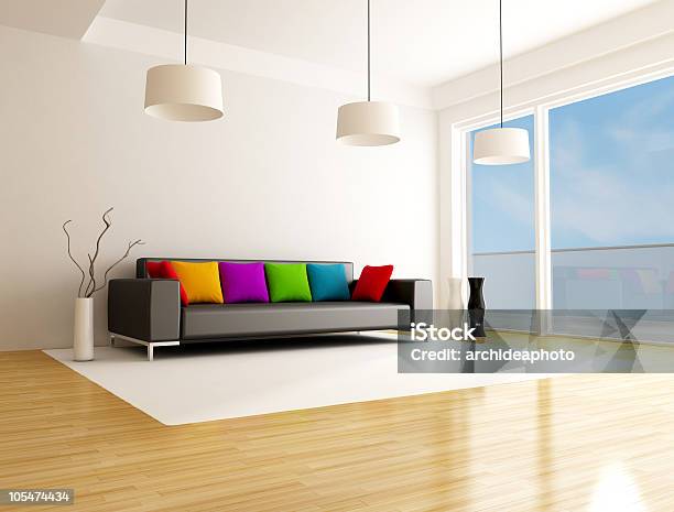 Modern Colored Living Room Stock Photo - Download Image Now - Apartment, Carpet - Decor, Color Image