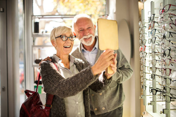 istock Senior couple shopping for eyeglasses 1054750566