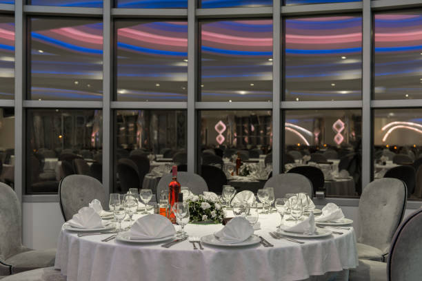istock Wedding table decor ceremony in modern banquet hall 1054750602