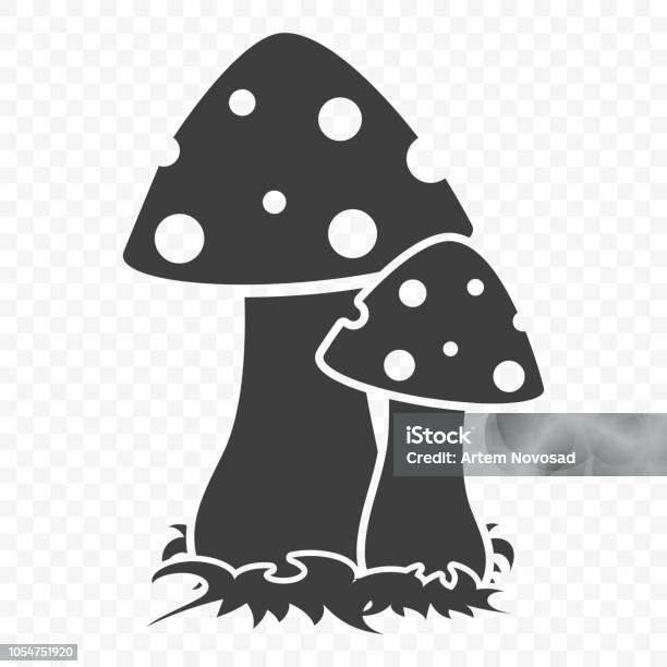 Mushroom Icon Vector Illustration On A Transparent Background Stock Illustration - Download Image Now