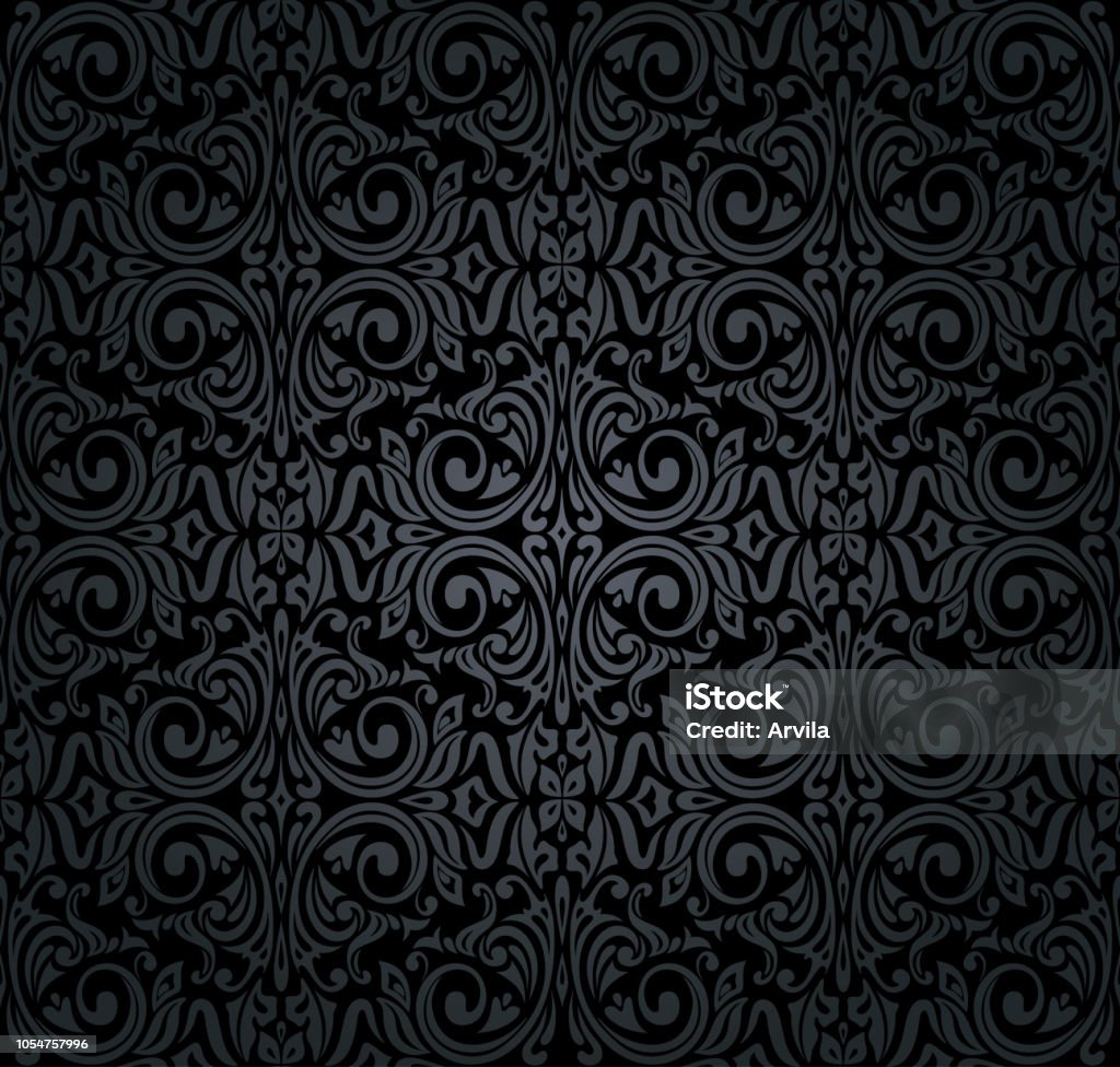 Black Vintage Wallpaper Stock Illustration - Download Image Now