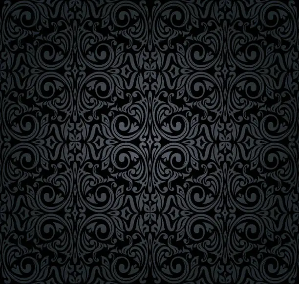 Vector illustration of Black vintage wallpaper