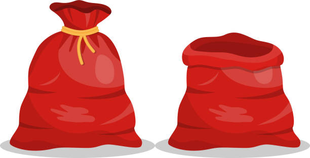 gift sack, bag of santa claus - santas bag stock-grafiken, -clipart, -cartoons und -symbole