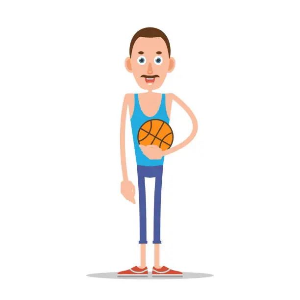 Vector illustration of Teacher or coach with basketball