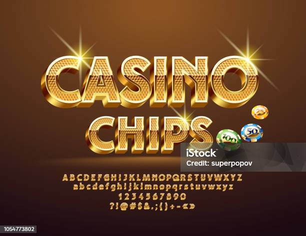 Vector Golden Pattern Text Casino Сhips With Alphabet Stock Illustration - Download Image Now