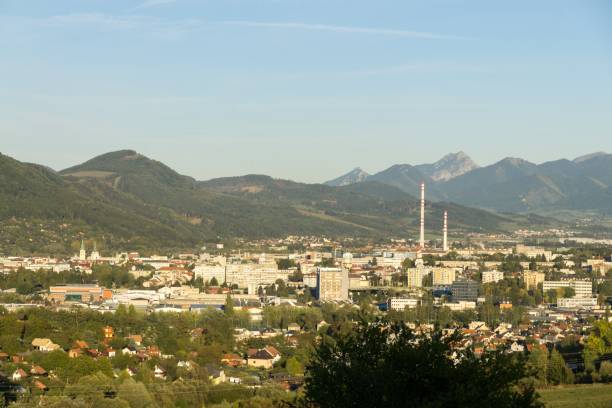 istock Sunrise and sunset over the hills and town. 1054775732