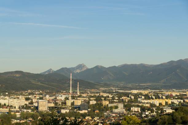 istock Sunrise and sunset over the hills and town. 1054775740