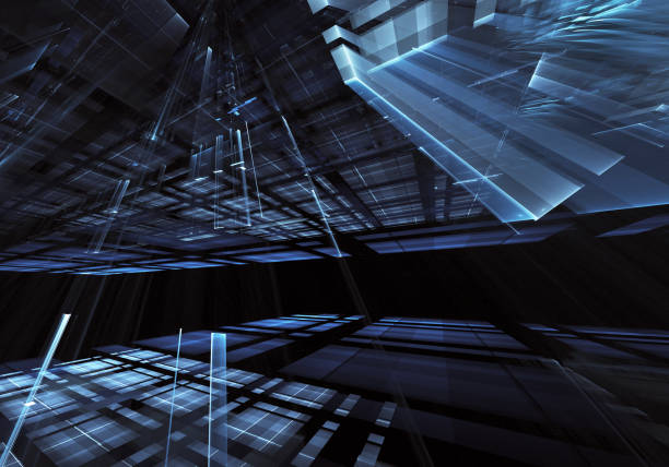 istock Abstract 3D fractal background, texture. Virtual Neon City 1054776846