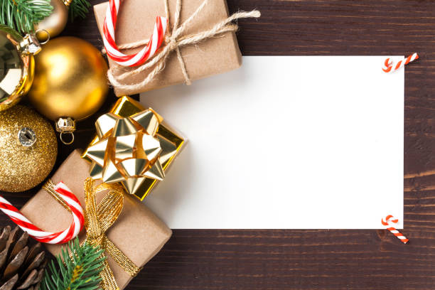 istock Christmas card with christmas decorations 1054777650