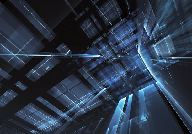 istock Abstract 3D fractal background, texture. Virtual Neon City 1054777662