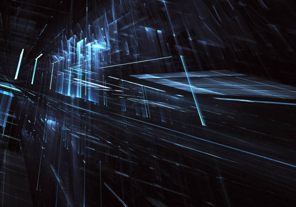 istock Abstract 3D fractal background, texture. Virtual Neon City 1054777896