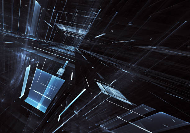 istock Abstract 3D fractal background, texture. Virtual Neon City 1054777898