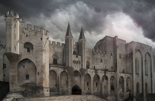France. Avignon. July 2nd, 2018. Cloudy sky over the Popes Palace.