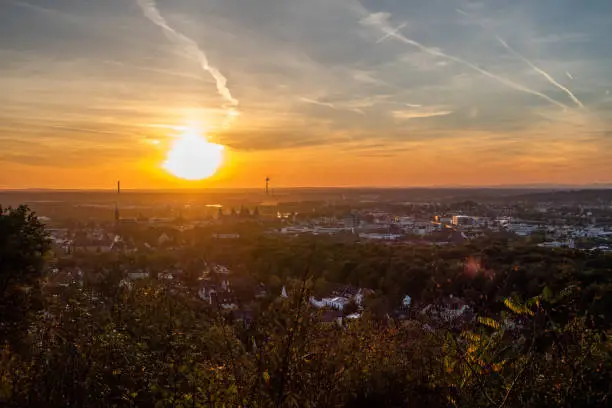 Panorama over Aschaffenburg downtown at sunset