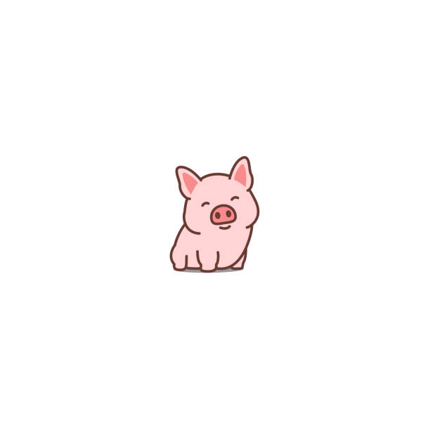 illustrations, cliparts, dessins animés et icônes de mignon de porc souriant icône de dessin animé, illustration vectorielle - pig