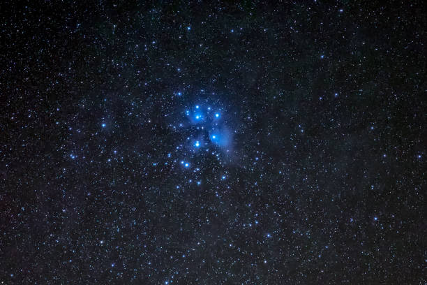 M45, Pleiades cluster or the seven sisters M45, Pleiades cluster or the seven sisters the pleiades stock pictures, royalty-free photos & images