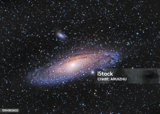 M31 Andromeda Galaxy Over Entzia Mountains In Spain Stock Photo - Download Image Now
