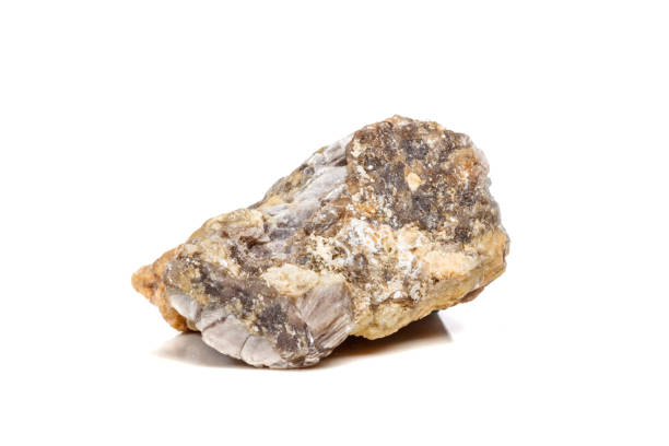 istock Macro mineral stone Corundum in rock a white background 1054807944