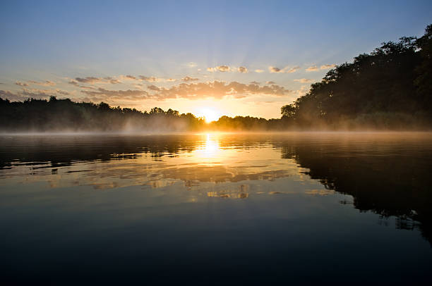 Beautiful sunrise above the lake