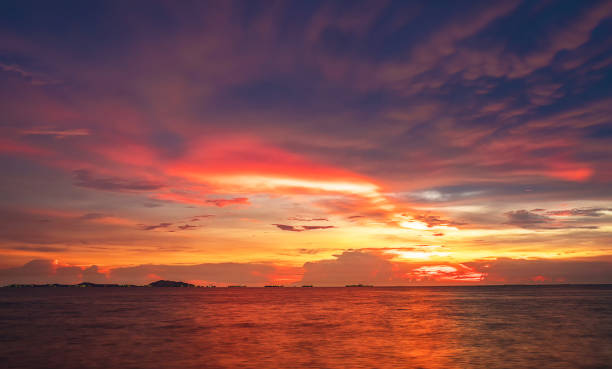 istock Twilight sky background. Colorful Sunset sky and cloud.vivid sky in twilight time background.Fiery orange sunset sky. Beautiful 1054821552