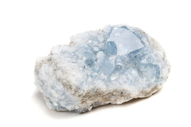 istock Macro mineral stone Celestine in the breed a white background 1054826742