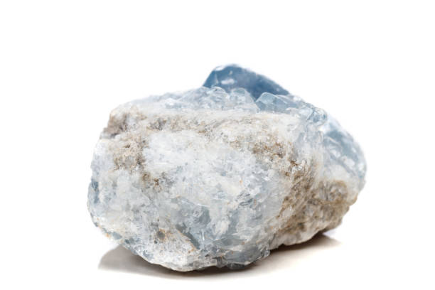 istock Macro mineral stone Celestine in the breed a white background 1054826988