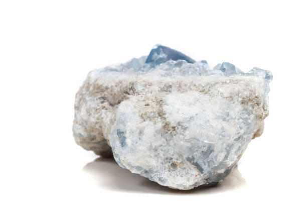 istock Macro mineral stone Celestine in the breed a white background 1054828838
