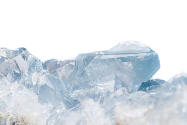 istock Macro mineral stone Celestine in the breed a white background 1054829062