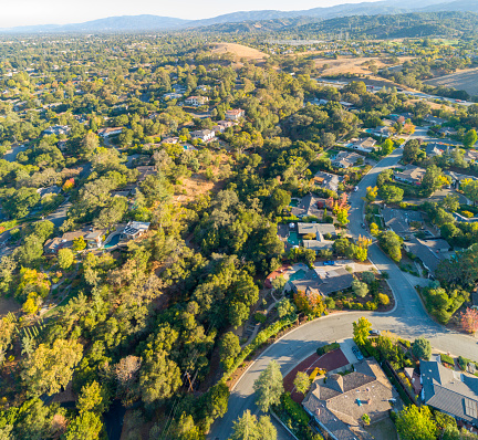 Silicon Valley, California. Aerial Views on Mountain View and Sunnyvale. October 2018.