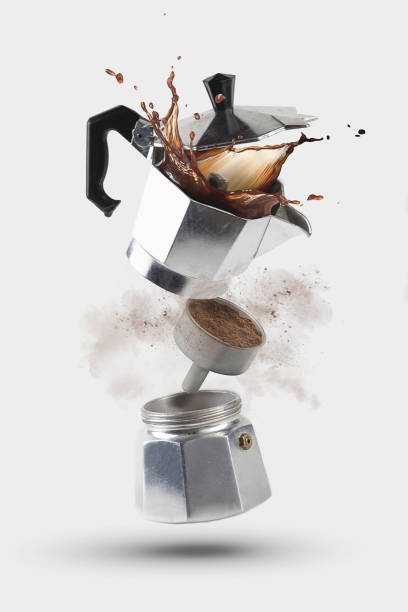 Coffee Moka Explosion Italian Coffee Moka Explosion moka stock pictures, royalty-free photos & images