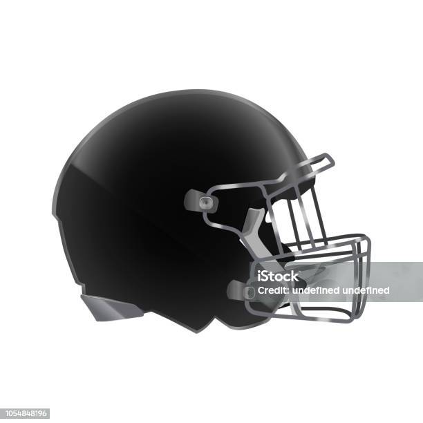 Side View Of Black Football Helmet Stock Illustration - Download Image Now - Football Helmet, Black Color, Icon Symbol