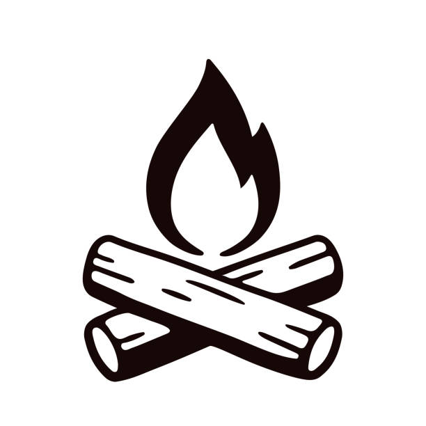 ilustrações de stock, clip art, desenhos animados e ícones de campfire hand drawn illustration - flame symbol simplicity sign