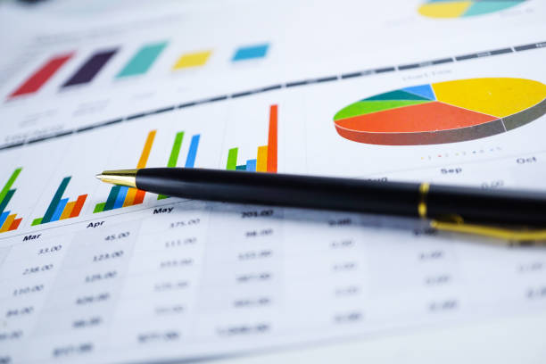 istock Charts Graphs spreadsheet paper. Financial development, Banking Account, Statistics, Investment Analytic research data economy, Stock exchange trading, Business office company meeting concept. 1054858822