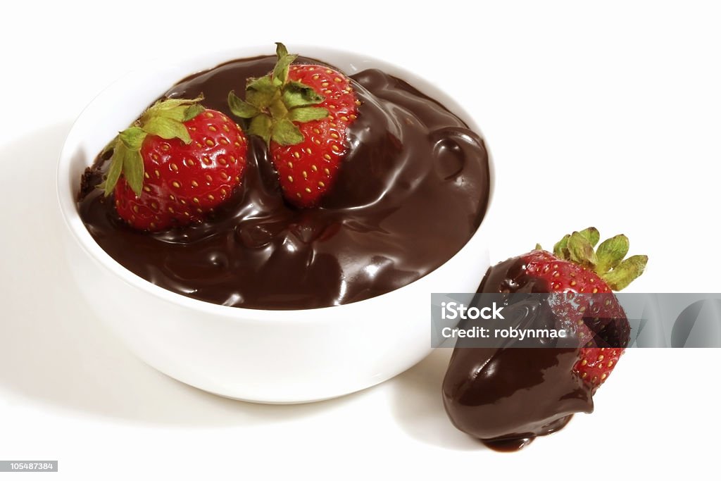 Fresas y salsa de Chocolate - Foto de stock de Alimento libre de derechos