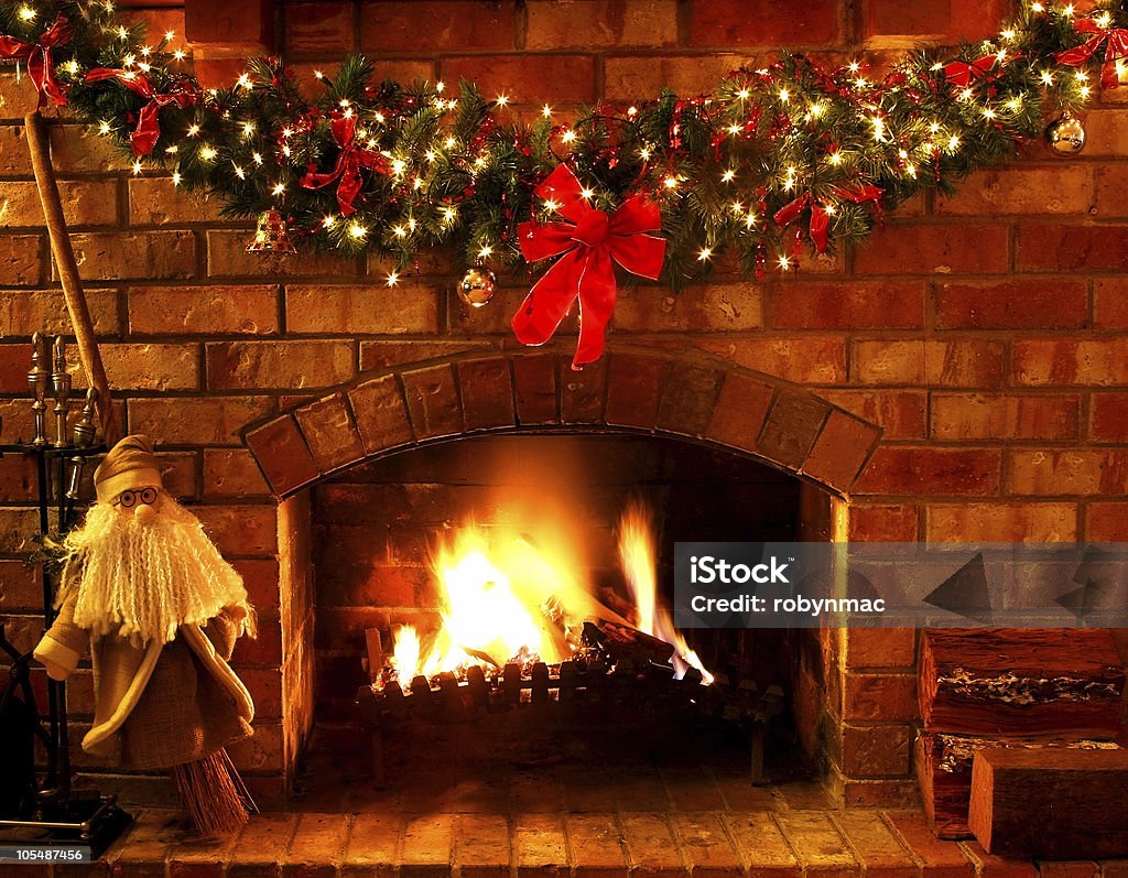Christmas Fireplace  Christmas Stock Photo
