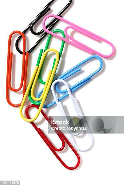 Paperclips Colorido - Fotografias de stock e mais imagens de Amarelo - Amarelo, Azul, Branco