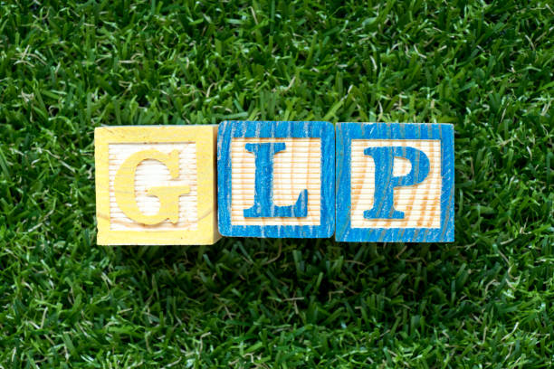 istock Color wood block in word GLP (Abbreviation of Good laboratory practice) on artificial green grass background 1054877850