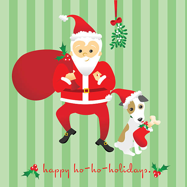 Santa und seine Hund – Vektorgrafik