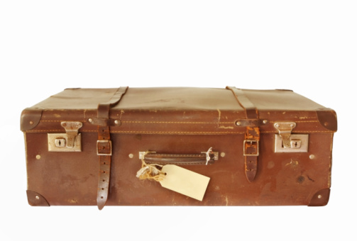 Antique Vintage Suitcase Isolated on White with Clipping Path
