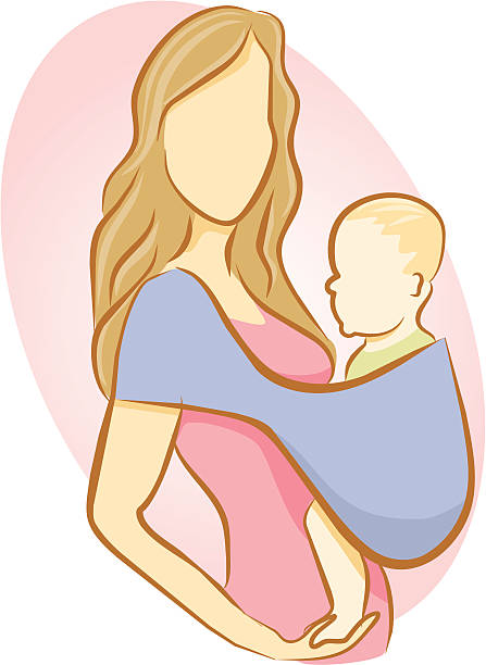 Mère avec bébé en écharpe - Illustration vectorielle