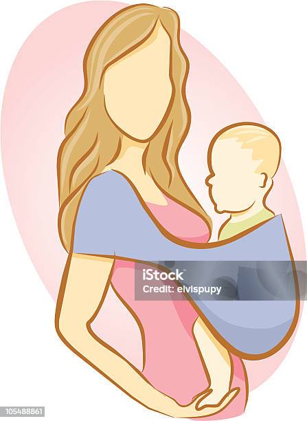 Mamma Con Bambino In Fascia - Immagini vettoriali stock e altre immagini di Babywearing - Babywearing, Bebé, Marsupio - Attrezzatura per neonato