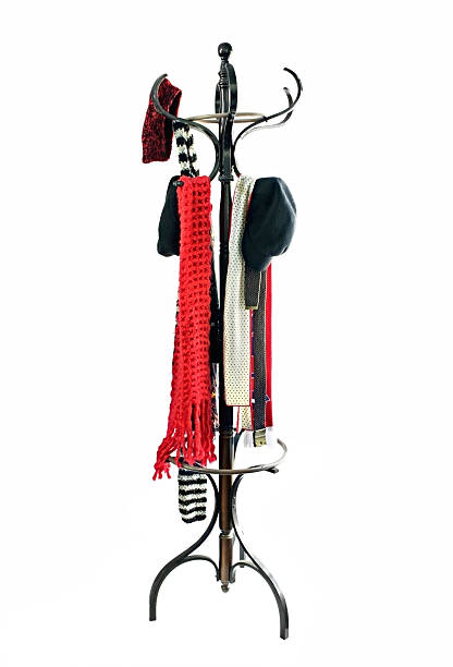 Coat Rack with Hats and Scarves  coat hook photos stock pictures, royalty-free photos & images