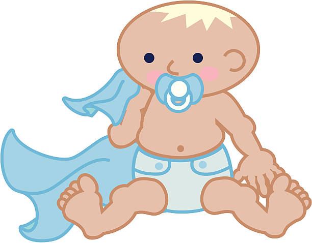 Adorable garçon de bébé avec Tétine et couverture - Illustration vectorielle
