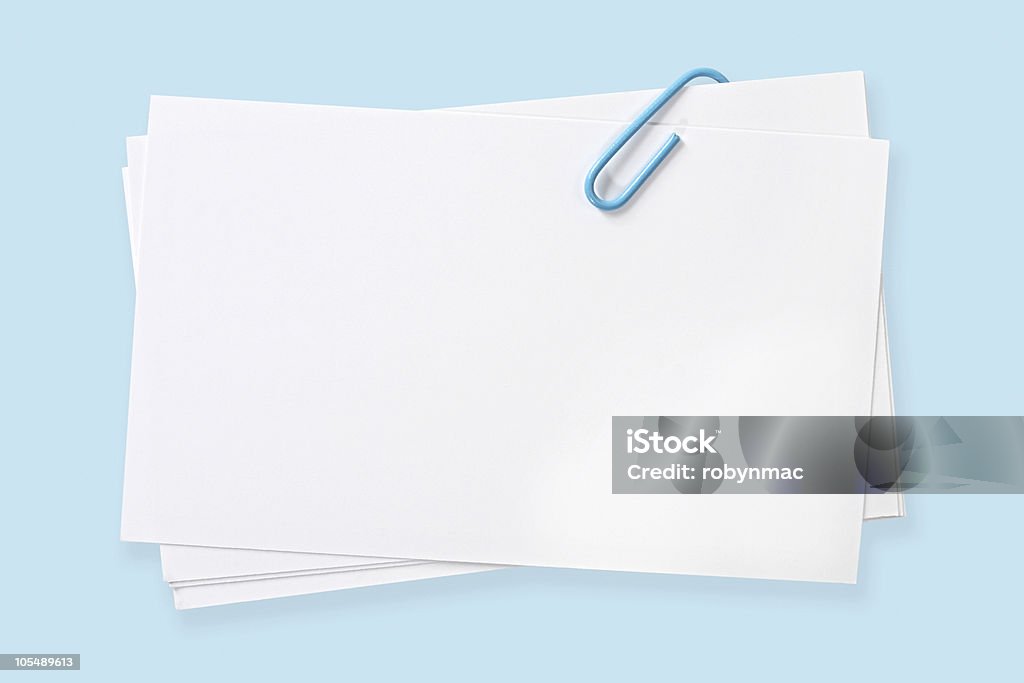 Cartões em branco com clipe de papel azul - Royalty-free Cartão de Negócios Foto de stock