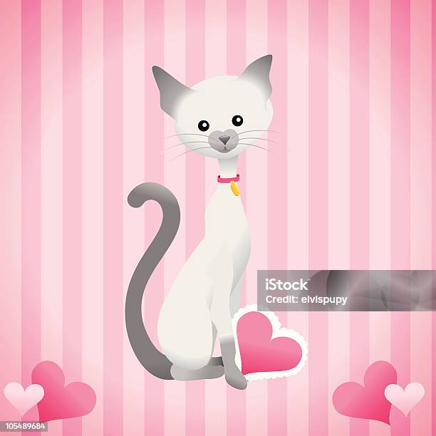 Gatto Di San Valentino - Immagini vettoriali stock e altre immagini di Gatto domestico - Gatto domestico, Gatto siamese, Illustrazione